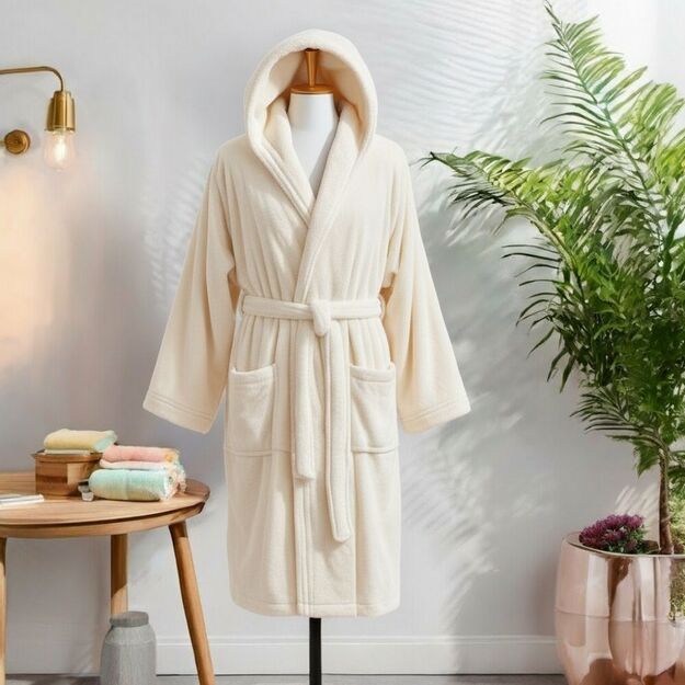 Veliūrinis chalatas su kapišonu