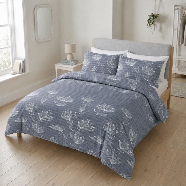 Glamžyto audinio patalynė "Pilkšva magnolija"