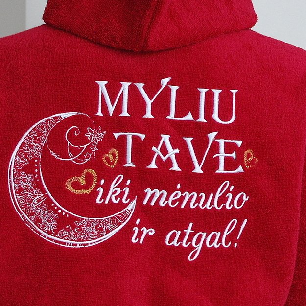 Siuvinėtas chalatas "Myliu Tave"