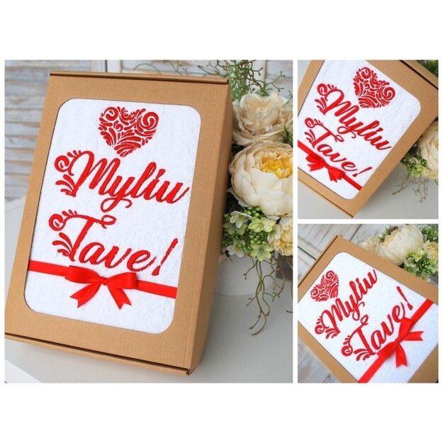 Siuvinėtas rankšluostis "Myliu Tave" 1