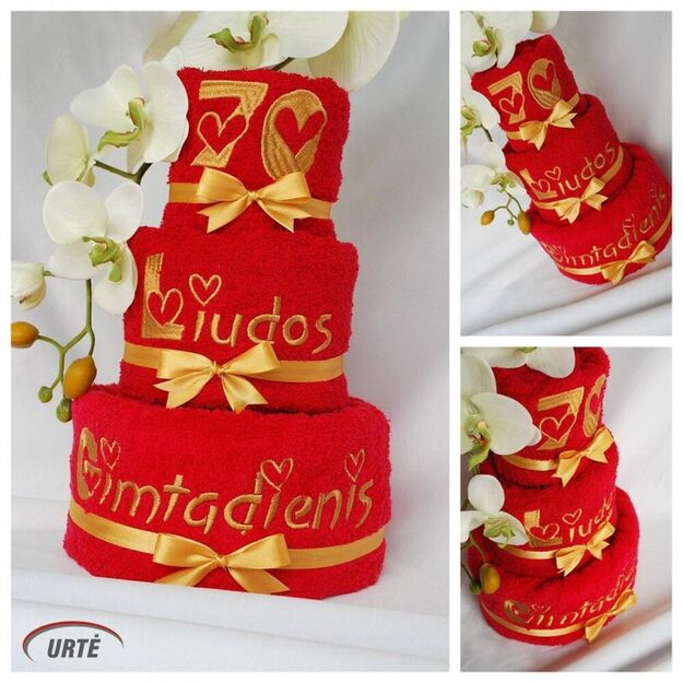 Rankšluosčių tortas "Gimtadienio širdučių tortas" 2