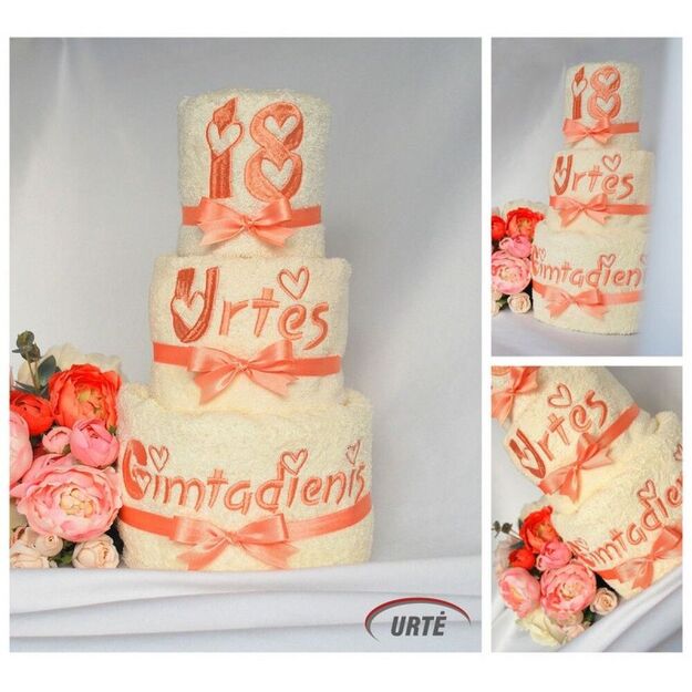 Rankšluosčių tortas "Gimtadienio širdučių tortas" 3