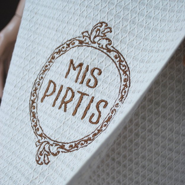 Siuvinėta lininė pirties prijuostė "Mis pirtis" 1