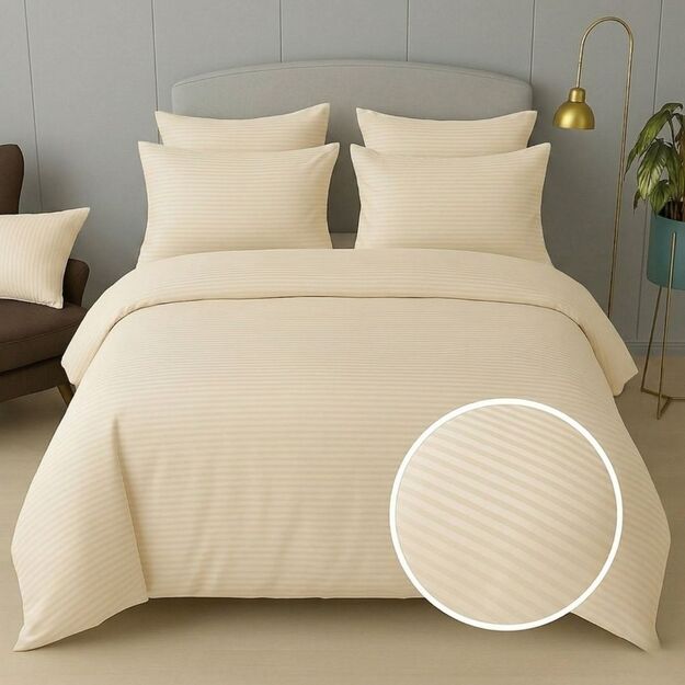 Kreminė juostuota satininė patalynė