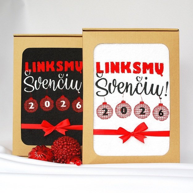 Siuvinėtas rankšluostis "Kalėdiniai burbulai"