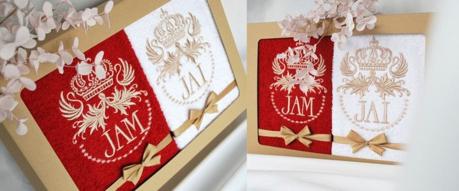 Siuvinėti rankšluosčiai jaunavedžiams